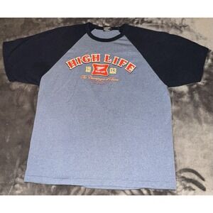 Miller High Life T Shirt Mens XL Gray Champagne Of Beers Festival Party Meme